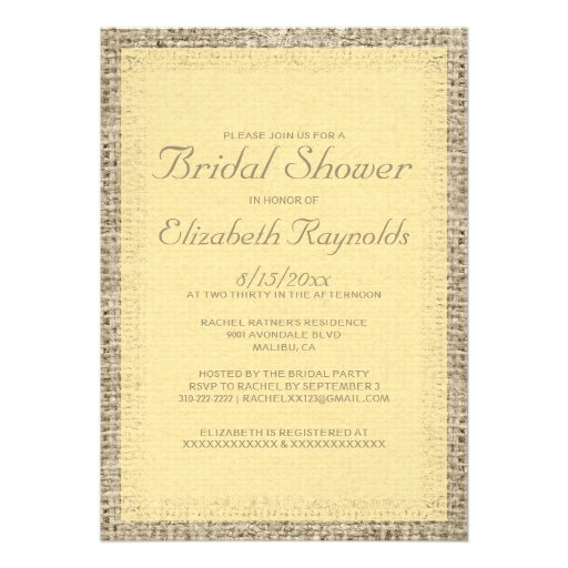 Gold Burlap Bridal Shower Invitations