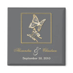 Gold Butterfly Save The Date Wedding Announcement Fridge Magnets