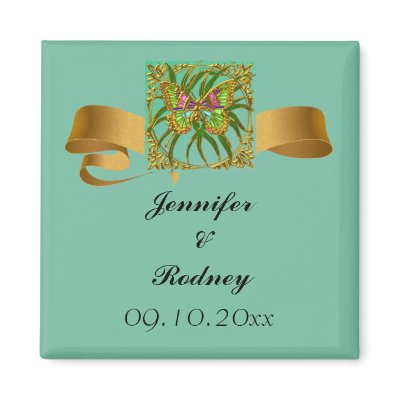 Gold Butterfly Save The Date Wedding Magnet