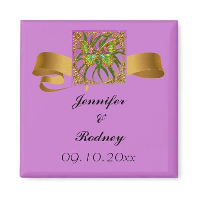 Gold Butterfly Save The Date Wedding Magnet