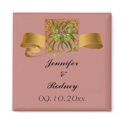 Gold Butterfly Save The Date Wedding Magnet