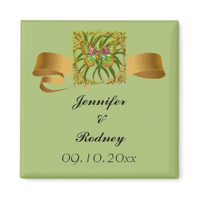 Gold Butterfly Save The Date Wedding Magnet