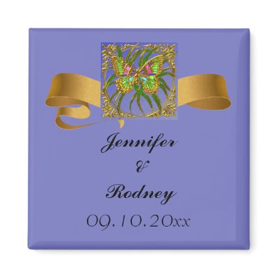 Gold Butterfly Save The Date Wedding Magnet