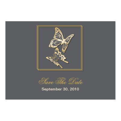 Gold Butterfly Save The Date Wedding MiniCard Business Card