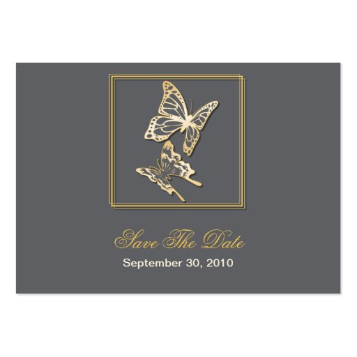 Gold Butterfly Save The Date Wedding MiniCard Business Card (front side)