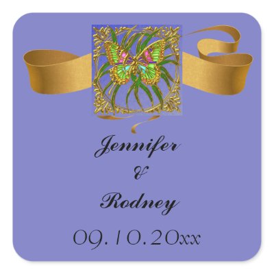 Gold Butterfly Save The Date Wedding Sticker