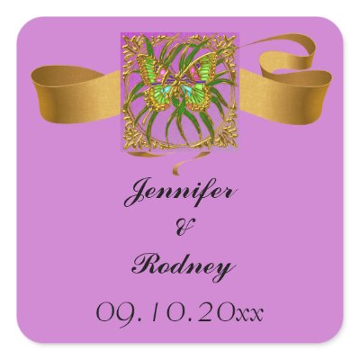 Gold Butterfly Save The Date Wedding Sticker