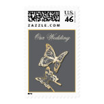 Gold Butterfly Wedding Announcement Stamps