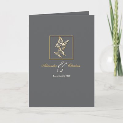 Gold Butterfly Wedding Invitation Announcement Greeting Cards by Ruxique