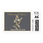 Gold Butterfly Wedding Invitation Announcement Postage Stamps