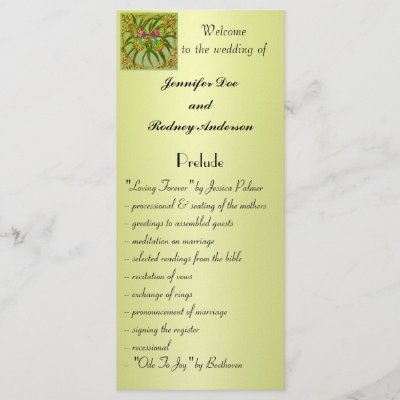Gold Butterfly Wedding Program Rack Card