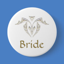 Gold Button Badge - Bride