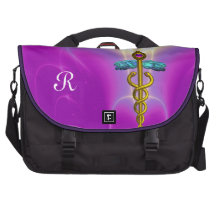 GOLD CADUCEUS MONOGRAM LAPTOP BAG