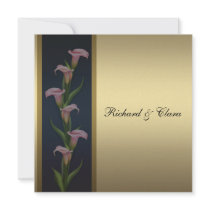 Gold Calla Lily 50th Golden Anniversary Personalized Invitations