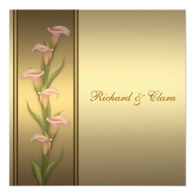 Gold Calla Lily 50th Golden Anniversary Custom Invitations