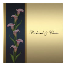 Gold Calla Lily 50th Golden Anniversary Personalized Invitations