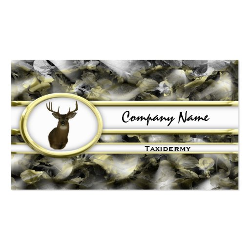 Gold Camouflage Deer Taxidermy Business Cards (front side)