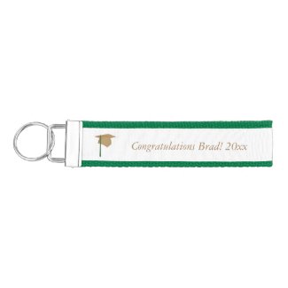 Gold Cap Tassel Add Year Name Graduation KeyChains Wrist Keychains