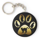 GOLD CAT PAW WITH CATS keychains