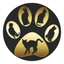 GOLD CAT PAW WITH CATS stickers