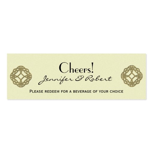 Gold Celtic Eternity Knot Wedding Drink Ticket Business Card Template