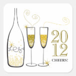Gold Champagne Cheers New Year Holiday Sticker