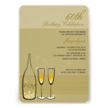 Gold Champagne Milestone Birthday Party Invite invitations