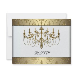 Gold Chandelier Classy Sweet Sixteen Ball RSVP invitation