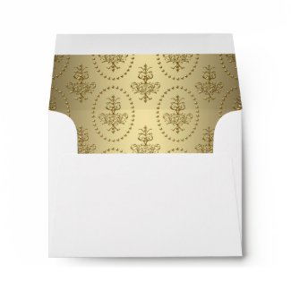 Gold Chandelier Crest Classy White RSVP Envelope envelope