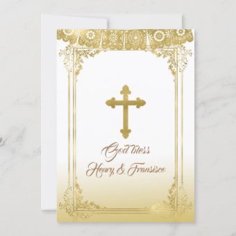 Gold Charro Mexican Twin Baptism Third Birthday Invitation Zazzle