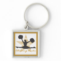 Gold Cheering Rocks T-shirts and Gifts Keychain