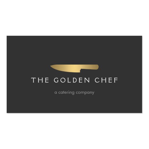 Gold Chef Knife Logo 2 for Catering, Restaurant Business Card Templates (front side)
