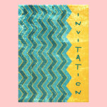 Gold Chevron -  Birthday Invitation invitations