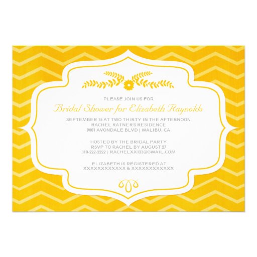 Gold Chevron Bridal Shower Invitations