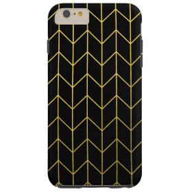 Gold Chevron on Black Background Modern Chic Tough iPhone 6 Plus Case
