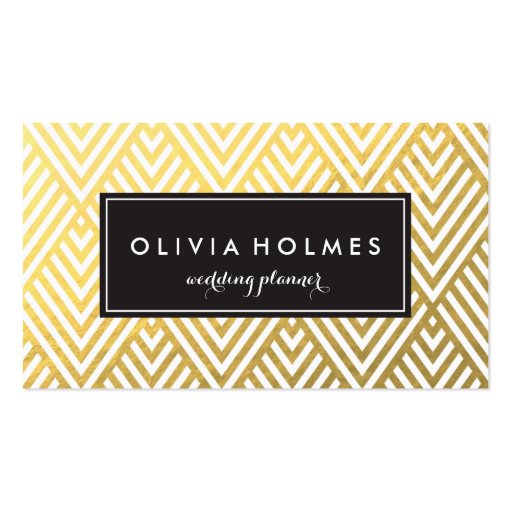 Gold Chevron Pattern Business Card (front side)
