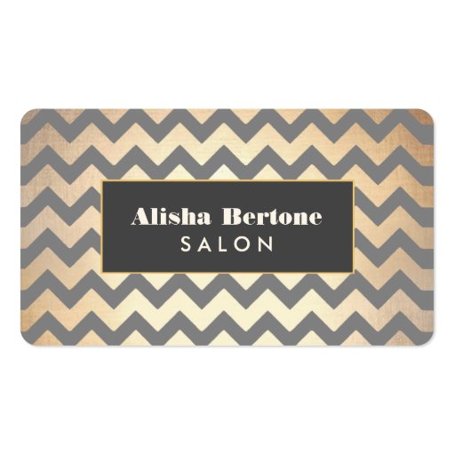 Gold Chevron Pattern Salon & Spa Business Card Templates (front side)