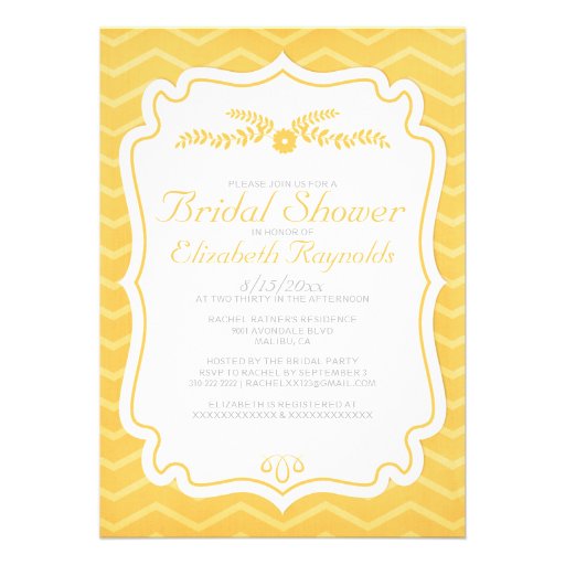 Gold Chevron Stripes Bridal Shower Invitations
