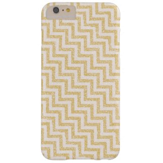 Gold Chevron Stripes Glitter Barely There iPhone 6 Plus Case