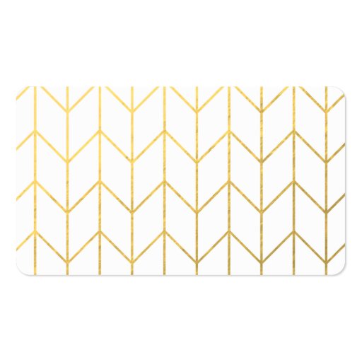 Gold Chevron White Background Modern Chic Business Card (front side)