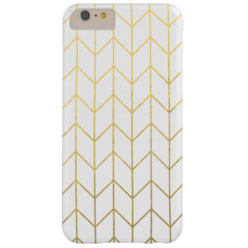 Gold Chevron White Background Modern Chic Barely There iPhone 6 Plus Case
