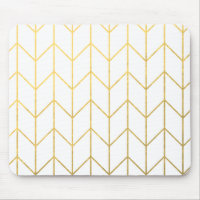 Gold Chevron White Background Modern Chic Mouse Pad