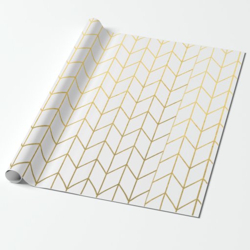 Gold Chevron White Background Modern Chic Gift Wrapping Paper