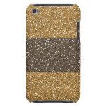 Gold Chocolate Faux Glitter Stripes Barely There iPod Cases