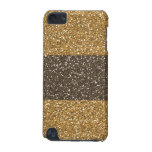 Gold Chocolate Faux Glitter Stripes iPod Touch 5G Cover