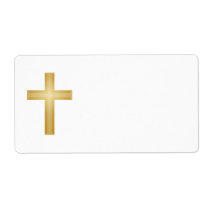 Gold Christian Cross Personalized Shipping Label