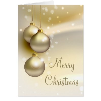 Gold Christmas Balls on Gold Greeting Cards