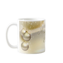 Gold Christmas Balls on Gold Coffee Mug