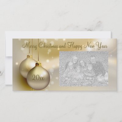 Gold Christmas Balls on Gold Photo Card