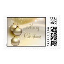 Gold Christmas Balls on Gold Postage Stamps
